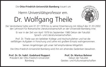 Anzeige von Wolfgang Theile von MGO