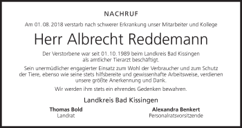 Anzeige von Albrecht Reddemann von MGO