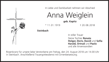 Anzeige von Anna Weiglein von MGO