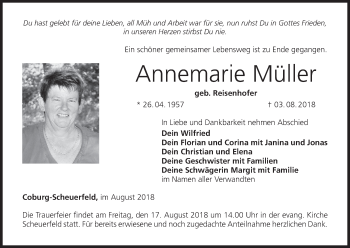 Anzeige von Annemarie Müller von MGO