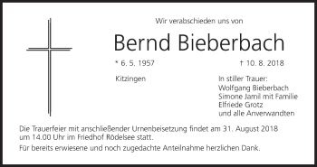 Anzeige von Bernd Bieberbach von MGO