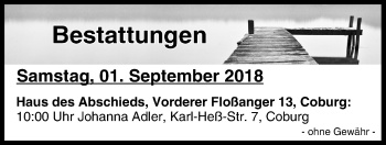Anzeige von Bestattungen vom 01.09.2018 von MGO