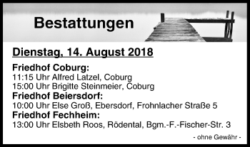 Anzeige von Bestattungen vom 14.08.2018 von MGO