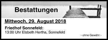 Anzeige von Bestattungen vom 29.08.2018 von MGO