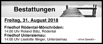 Anzeige von Bestattungen vom 31.08.2018 von MGO