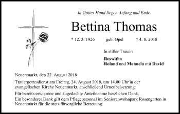 Anzeige von Bettina Thomas von MGO
