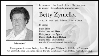 Anzeige von Betty Zymelka von MGO