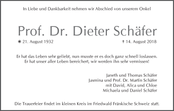 Anzeige von Dieter Schäfer von MGO