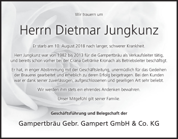 Anzeige von Dietmar Jungkunz von MGO