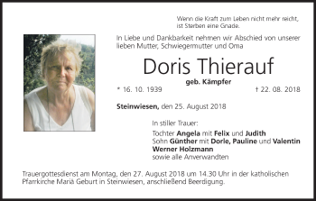 Anzeige von Doris Thierauf von MGO