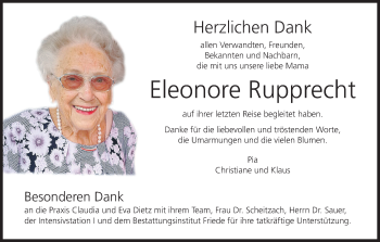 Anzeige von Eleonore Rupprecht von MGO