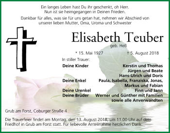 Anzeige von Elisabeth Teuber von MGO