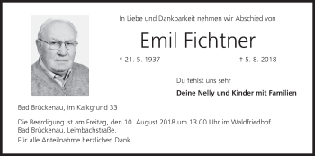 Anzeige von Emil Fichtner von MGO