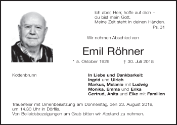 Anzeige von Emil Röhner von MGO