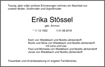 Anzeige von Erika Stössel von MGO