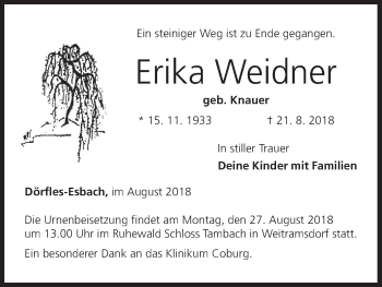 Anzeige von Erika Weidner von MGO