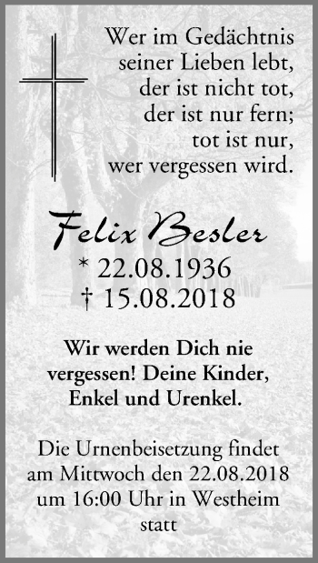 Anzeige von Felix Besler von MGO