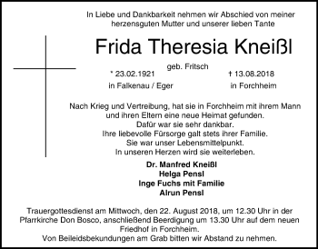 Anzeige von Frida Theresia Kneißl von MGO