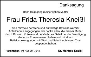 Anzeige von Frida Theresia Kneißl von MGO