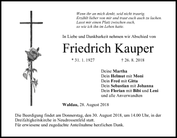 Anzeige von Friedrich Kauper von MGO