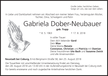 Anzeige von Gabriela Dober-Neubauer von MGO
