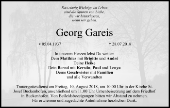 Anzeige von Georg Gareis von MGO