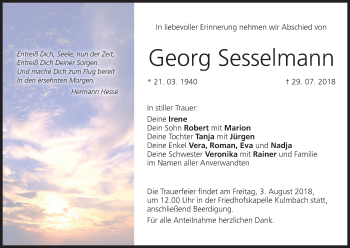 Anzeige von Georg Sesselmann von MGO