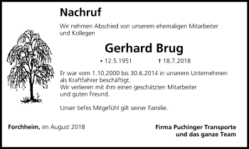 Anzeige von Gerhard Brug von MGO