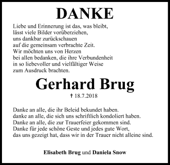 Anzeige von Gerhard Brug von MGO