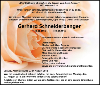 Anzeige von Gerhard Schneiderbanger von MGO