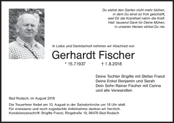 Anzeige von Gerhardt Fischer von MGO
