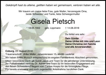 Anzeige von Gisela Pietsch von MGO