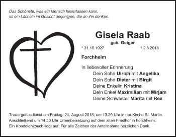 Anzeige von Gisela Raab von MGO