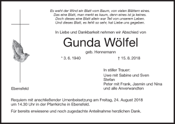 Anzeige von Gunda Wölfel von MGO