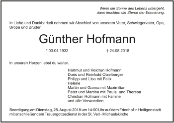 Anzeige von Günther Hofmann von MGO