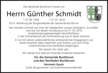 Anzeige von Günther Schmidt von MGO