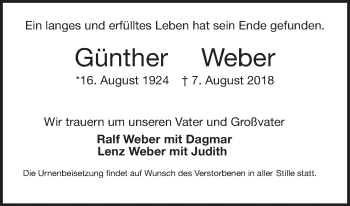 Anzeige von Günther Weber von MGO