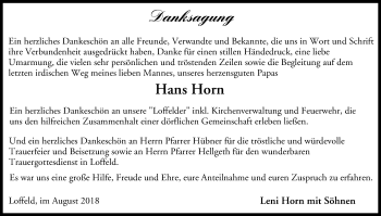 Anzeige von Hans Horn von MGO