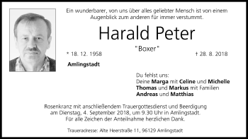 Anzeige von Harald Peter von MGO