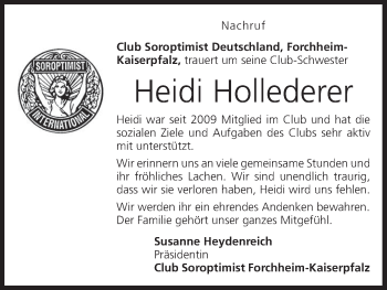 Anzeige von Heidi Hollederer von MGO