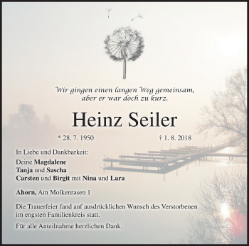 Anzeige von Heinz Seiler von MGO
