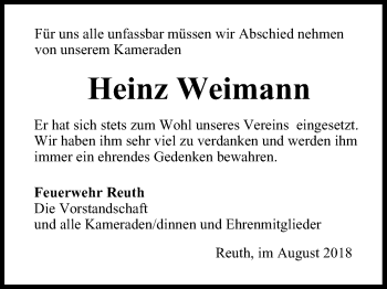 Anzeige von Heinz Weimann von MGO