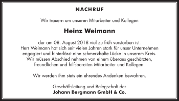 Anzeige von Heinz Weimann von MGO