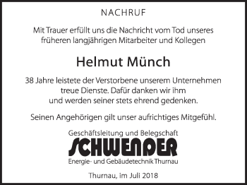 Anzeige von Helmut Münch von MGO
