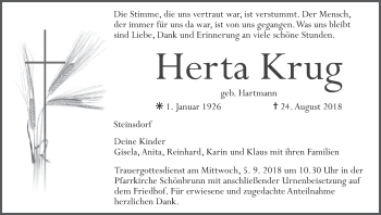 Anzeige von Herta Krug von MGO
