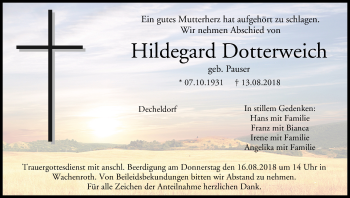 Anzeige von Hildegard Dotterweich von MGO