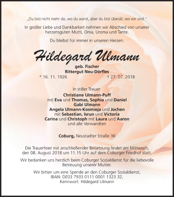 Anzeige von Hildegard Ulmann von MGO