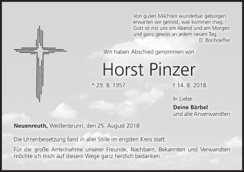 Anzeige von Horst Pinzer von MGO