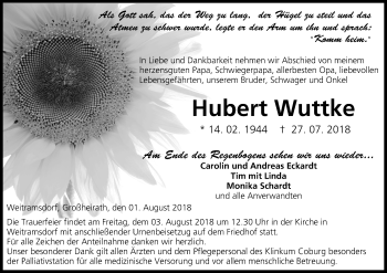 Anzeige von Hubert Wuttke von MGO