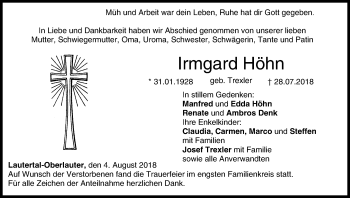 Anzeige von Irmgard Höhn von MGO